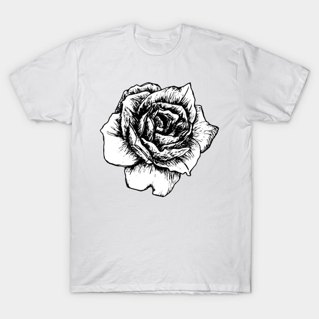 Black and white rose T-Shirt by LiciaMarie